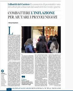 Scopri di più sull'articolo Corriere del Mezzogiorno – Combattere l’inflazione per aiutare i piccoli negozi