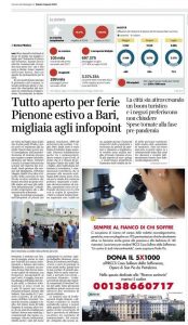 Scopri di più sull'articolo Corriere del Mezzogiorno 6 Agosto ’22 – Pienone estivo a Bari, in migliaia agli infopoint