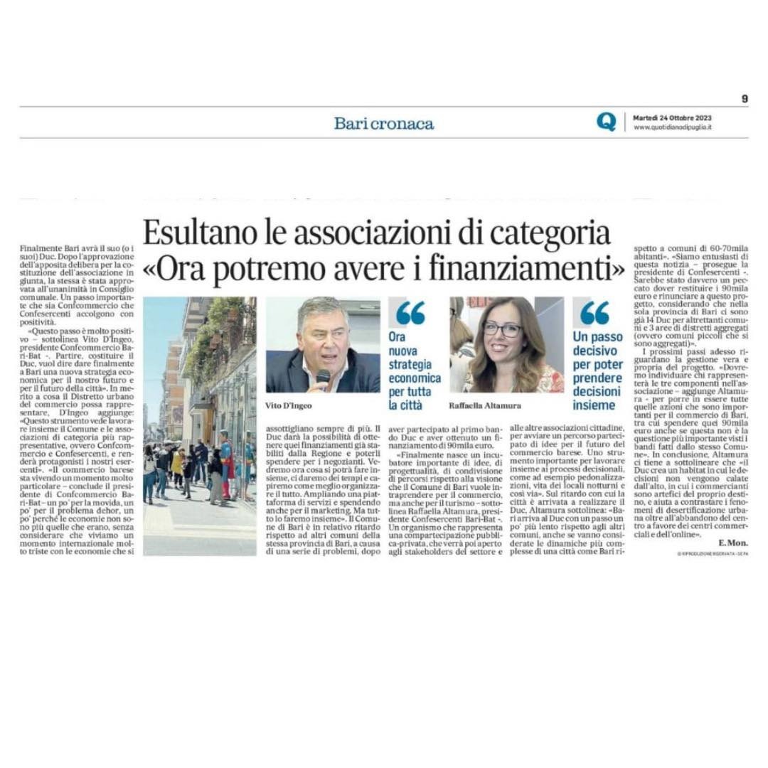 Scopri di più sull'articolo Quotidiano di Puglia edizione Bari 24 ottobre ’23
